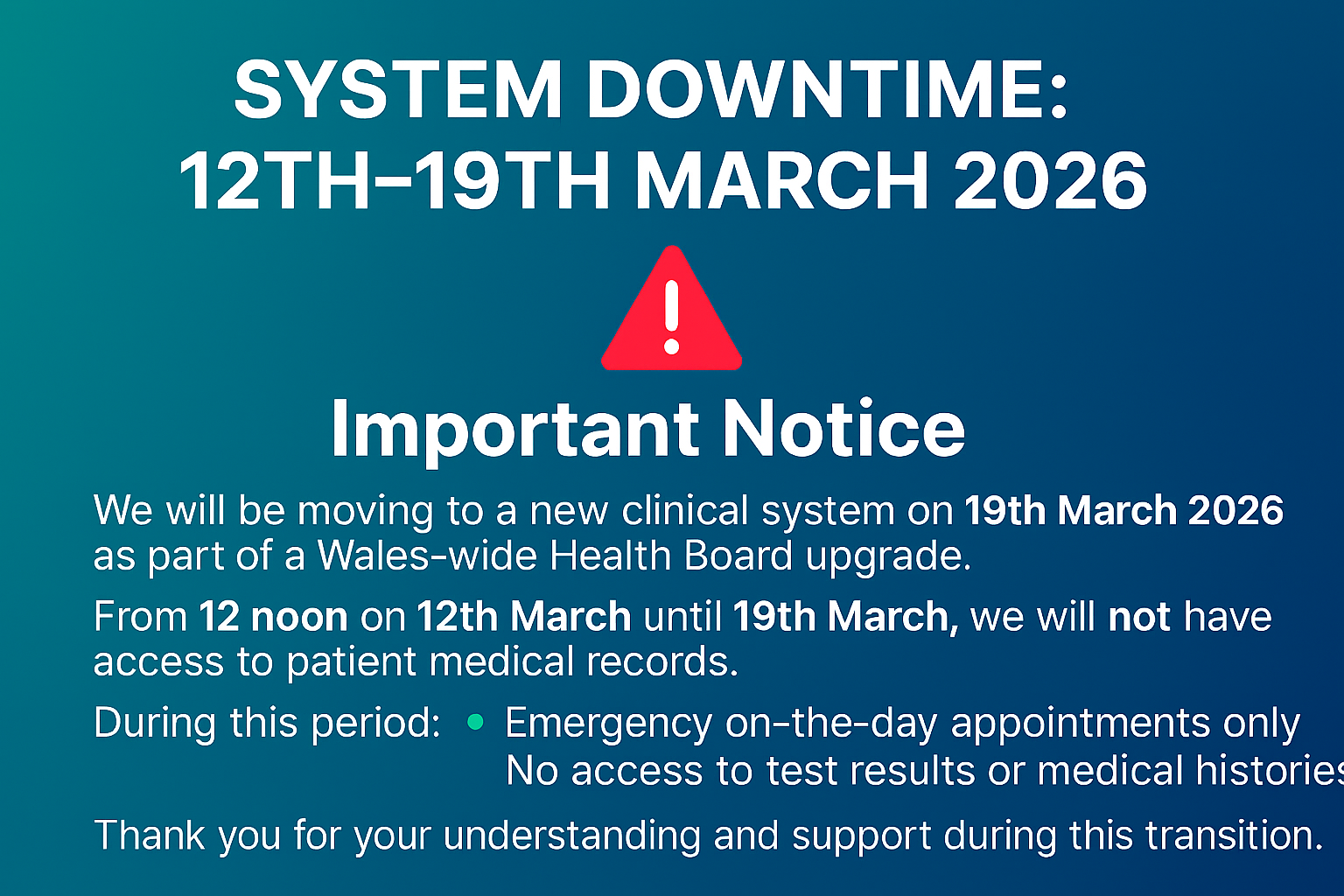 system downtime - website